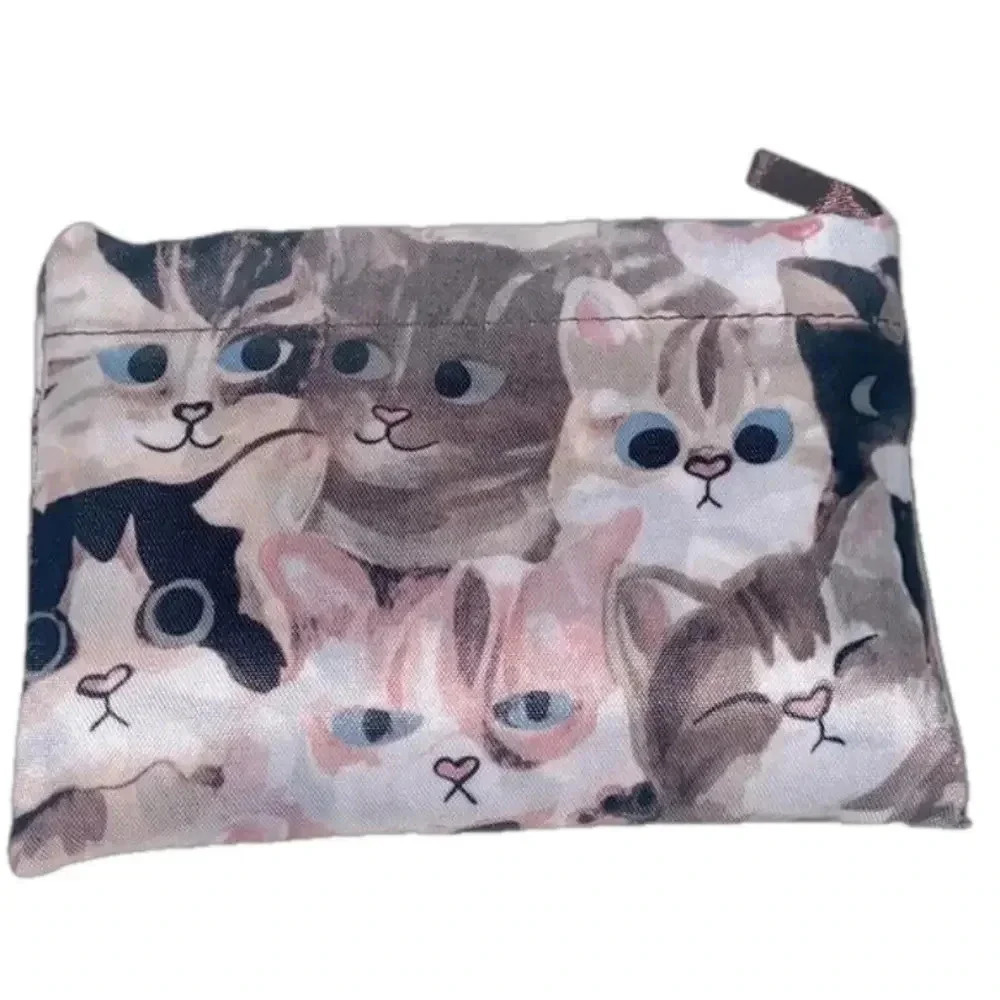 New cat print tote bag shopping bag beach bag library bag kitty bag reusable